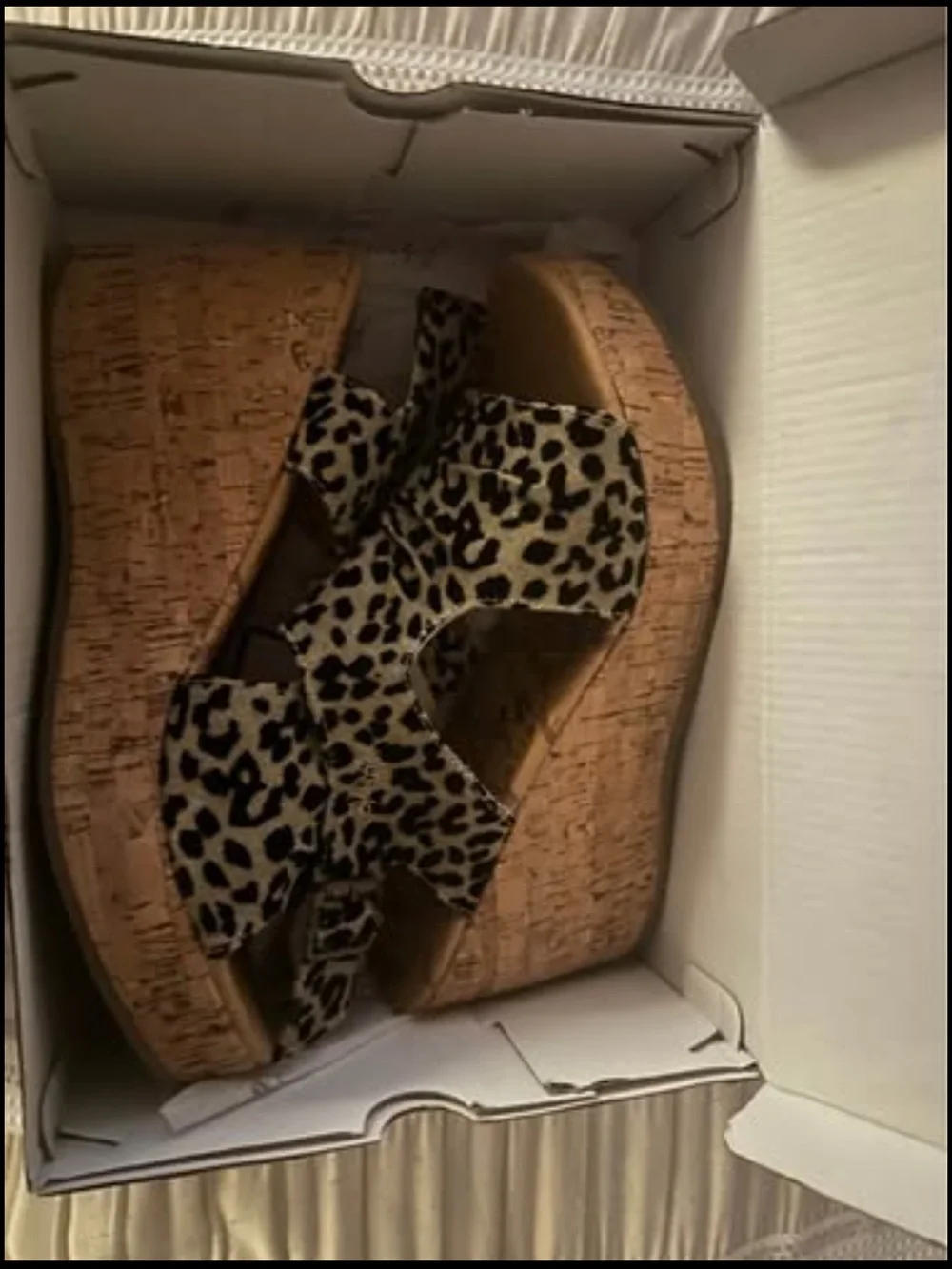 Leopard Print Cork Wedge Sandals - Women's Platform Comfort